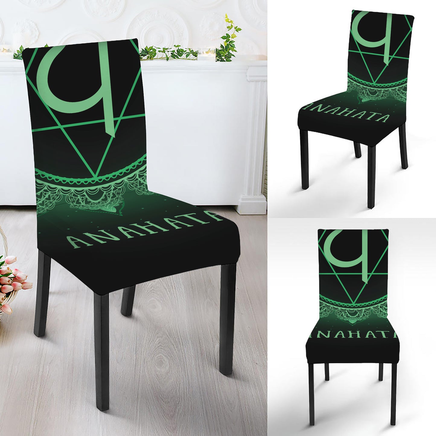 Anahata Chakra Symbol Print Dining Chair Slipcover