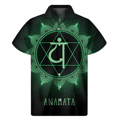 Anahata Chakra Symbol Print Men's Short Sleeve Shirt