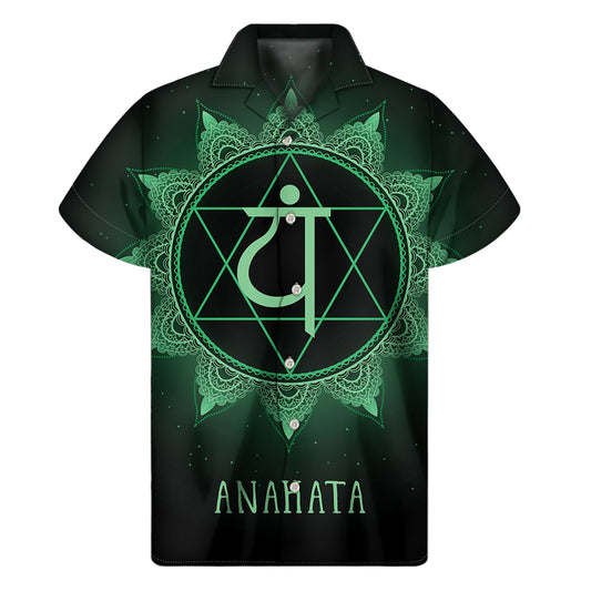 Anahata Chakra Symbol Print Men's Short Sleeve Shirt