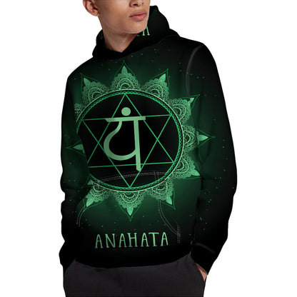 Anahata Chakra Symbol Print Pullover Hoodie