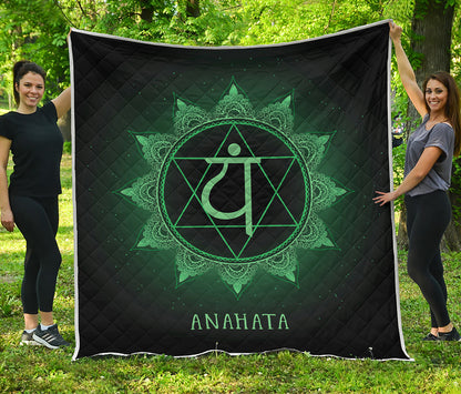 Anahata Chakra Symbol Print Quilt