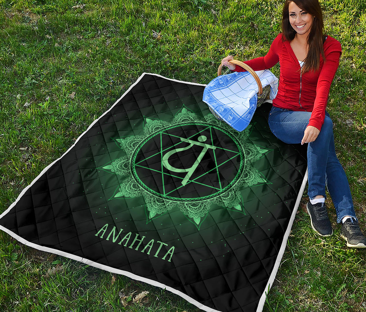 Anahata Chakra Symbol Print Quilt