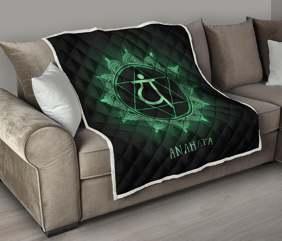 Anahata Chakra Symbol Print Quilt
