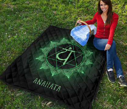 Anahata Chakra Symbol Print Quilt