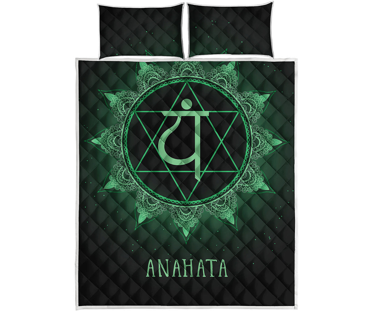 Anahata Chakra Symbol Print Quilt Bed Set