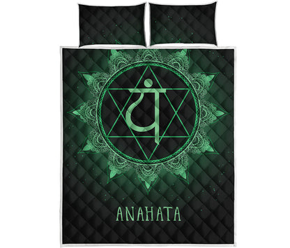 Anahata Chakra Symbol Print Quilt Bed Set