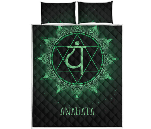Anahata Chakra Symbol Print Quilt Bed Set