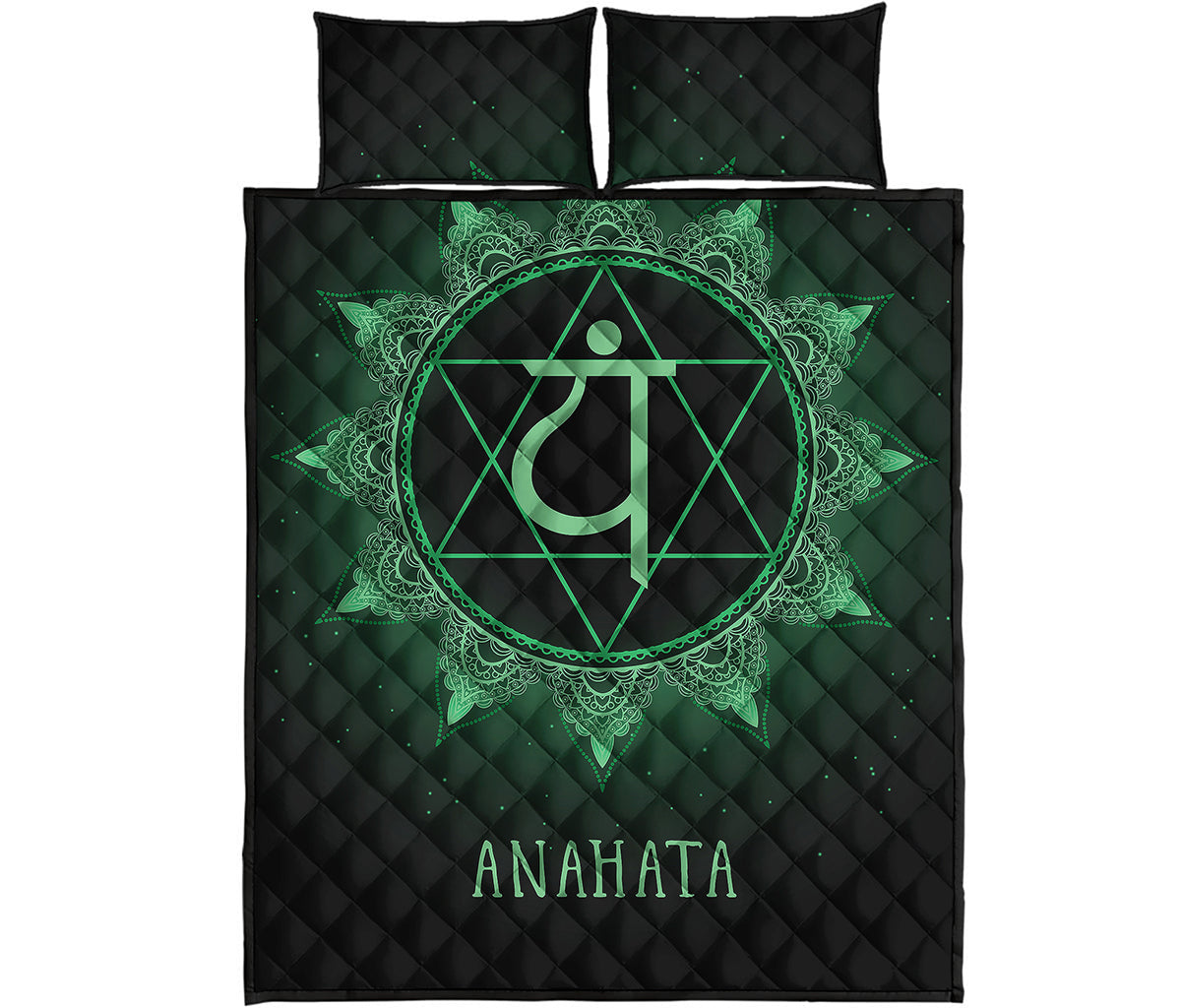 Anahata Chakra Symbol Print Quilt Bed Set