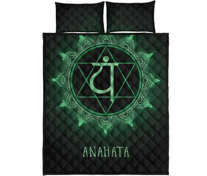 Anahata Chakra Symbol Print Quilt Bed Set