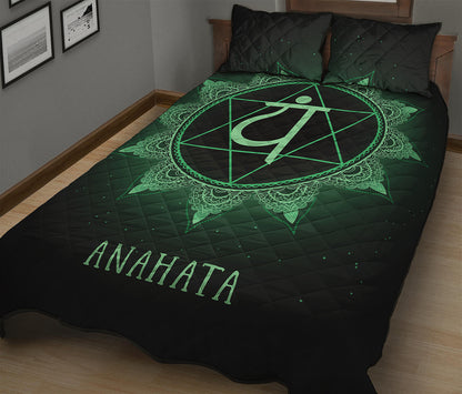 Anahata Chakra Symbol Print Quilt Bed Set
