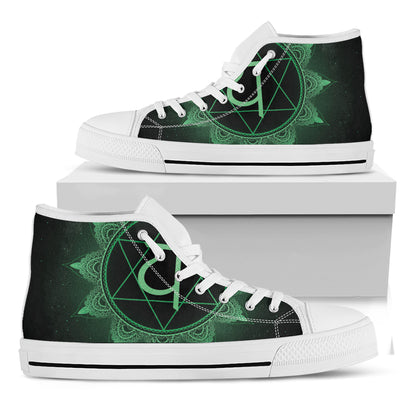 Anahata Chakra Symbol Print White High Top Shoes