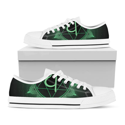 Anahata Chakra Symbol Print White Low Top Shoes
