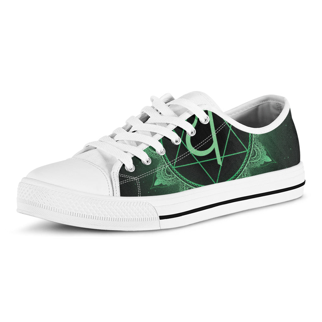 Anahata Chakra Symbol Print White Low Top Shoes