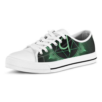 Anahata Chakra Symbol Print White Low Top Shoes