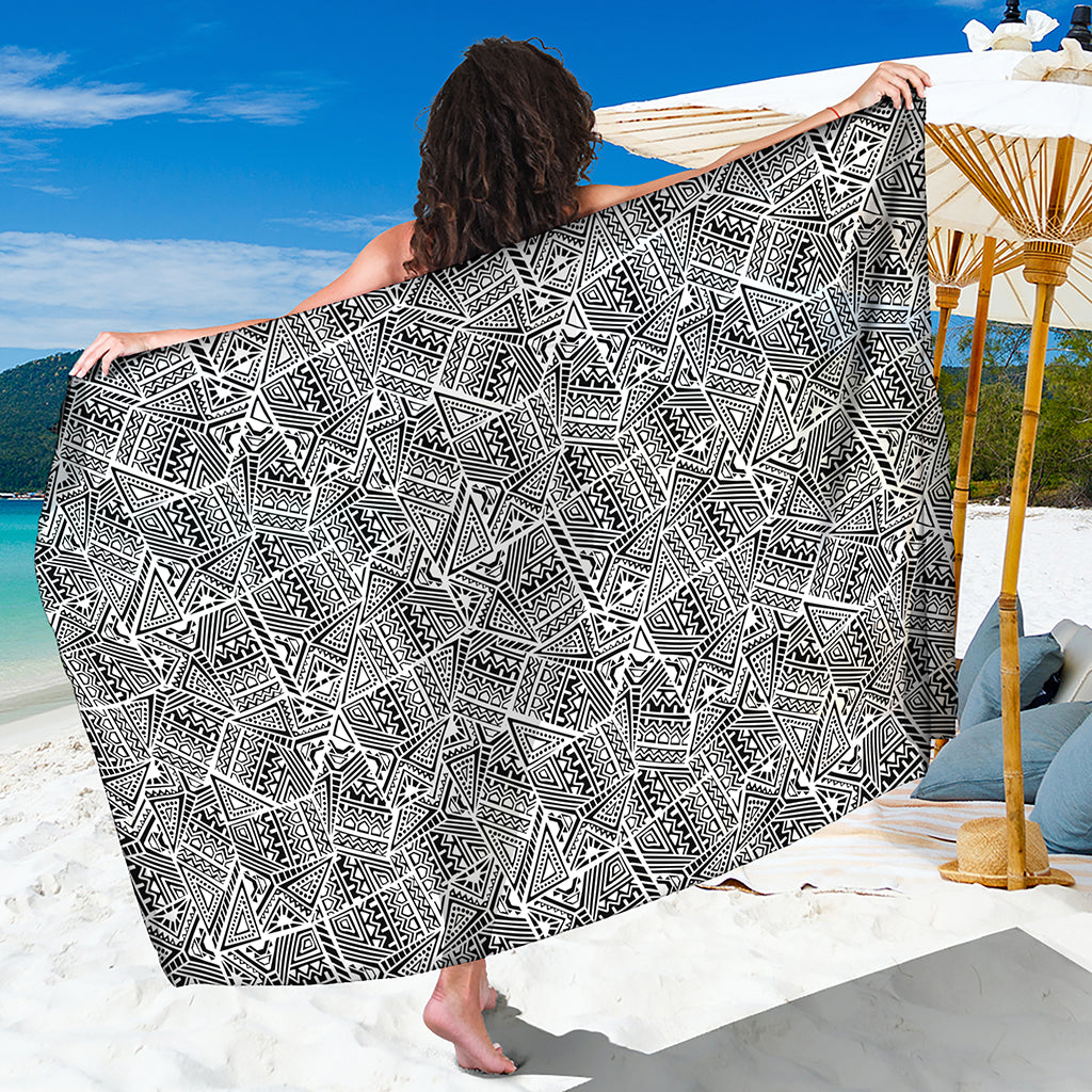 Ancient Aztec Tribal Pattern Print Beach Sarong Wrap
