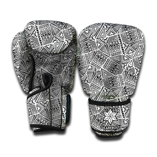 Ancient Aztec Tribal Pattern Print Boxing Gloves