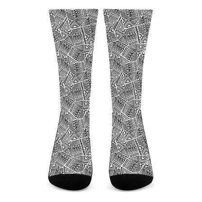 Ancient Aztec Tribal Pattern Print Crew Socks