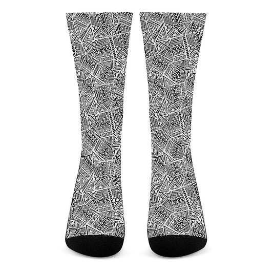 Ancient Aztec Tribal Pattern Print Crew Socks