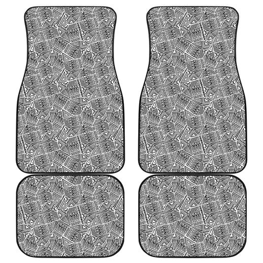 Ancient Aztec Tribal Pattern Print Front and Back Car Floor Mats