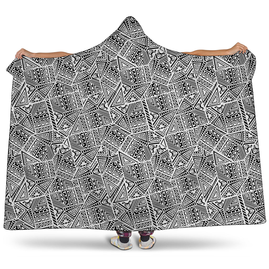 Ancient Aztec Tribal Pattern Print Hooded Blanket
