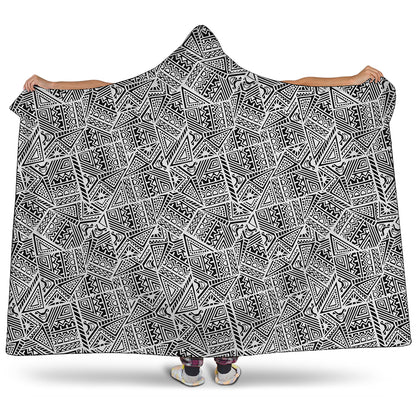 Ancient Aztec Tribal Pattern Print Hooded Blanket