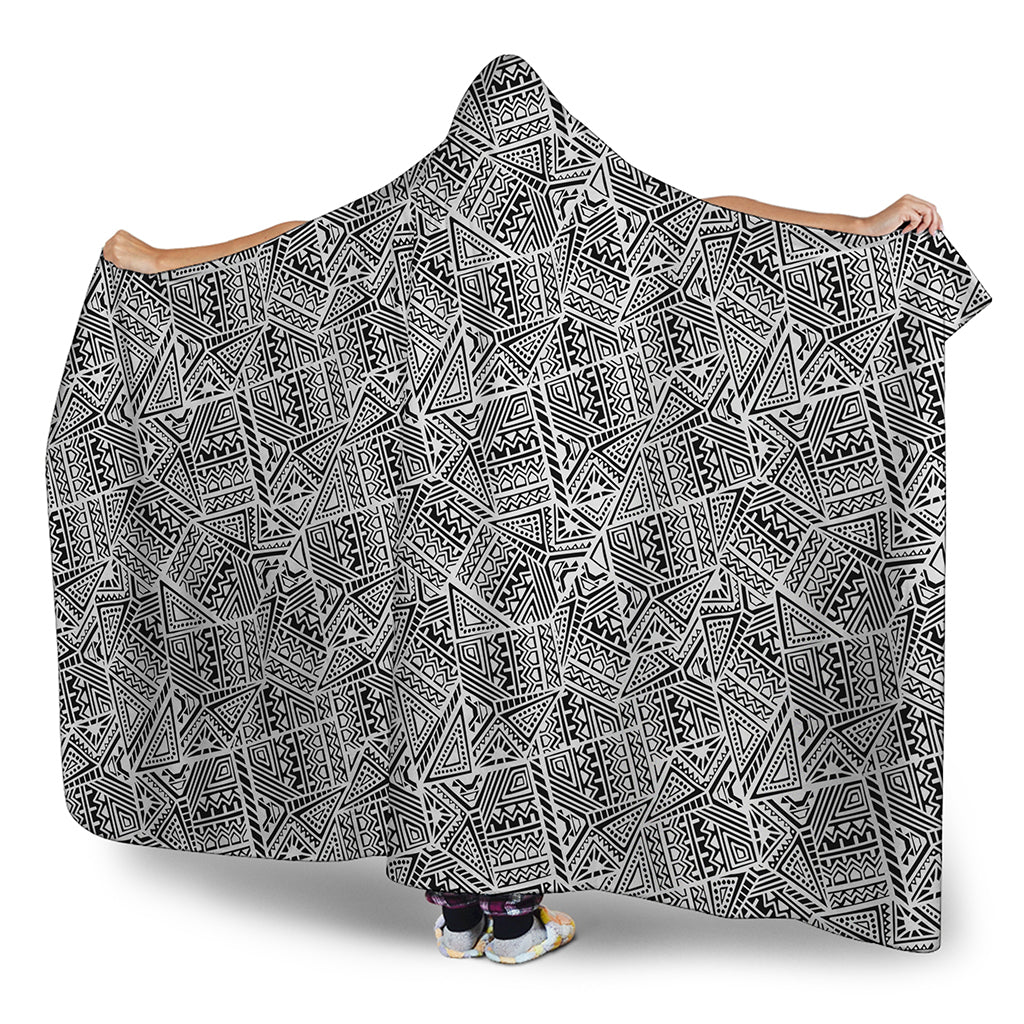 Ancient Aztec Tribal Pattern Print Hooded Blanket