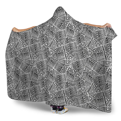 Ancient Aztec Tribal Pattern Print Hooded Blanket