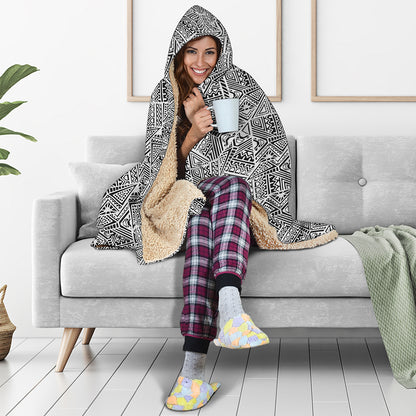 Ancient Aztec Tribal Pattern Print Hooded Blanket