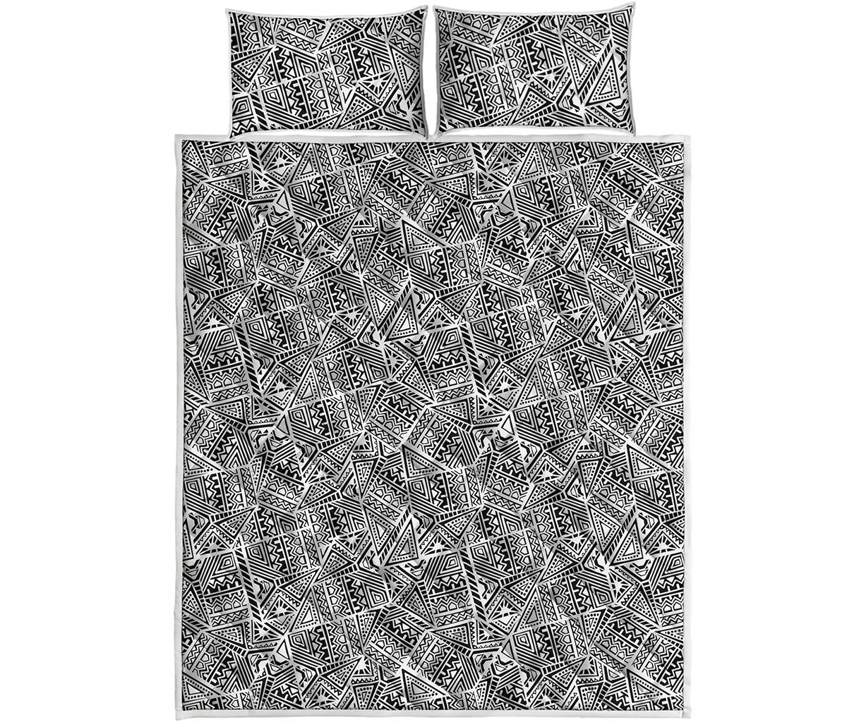 Ancient Aztec Tribal Pattern Print Quilt Bed Set