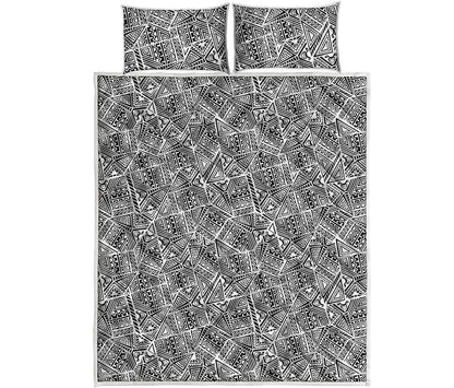 Ancient Aztec Tribal Pattern Print Quilt Bed Set