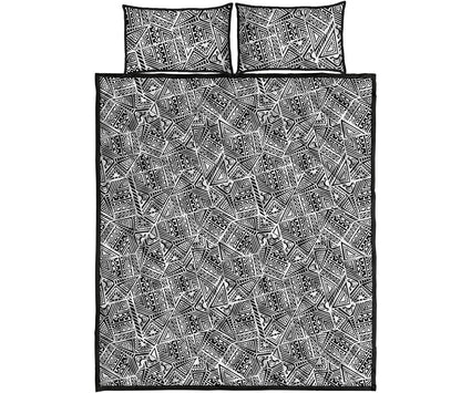 Ancient Aztec Tribal Pattern Print Quilt Bed Set