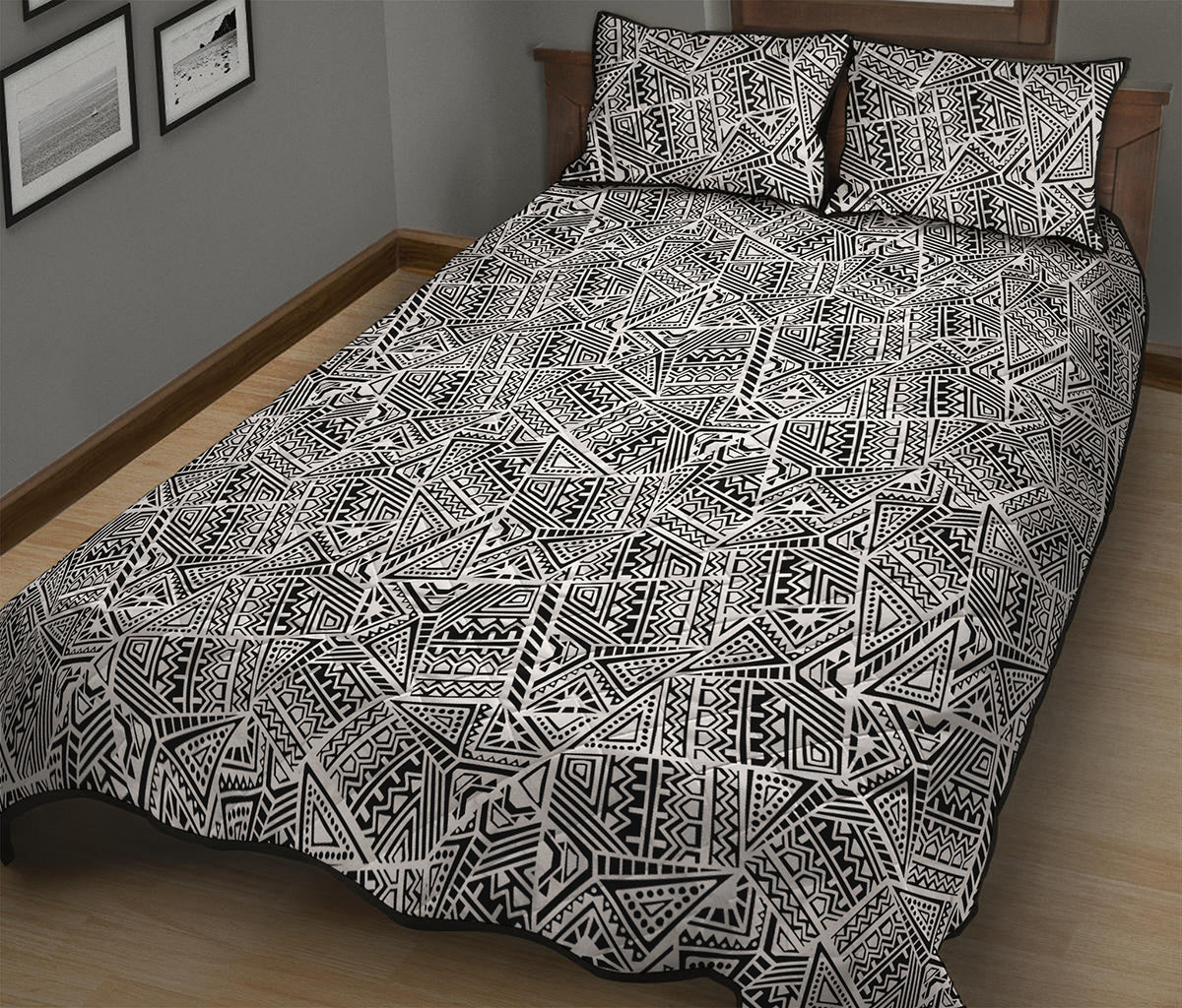 Ancient Aztec Tribal Pattern Print Quilt Bed Set