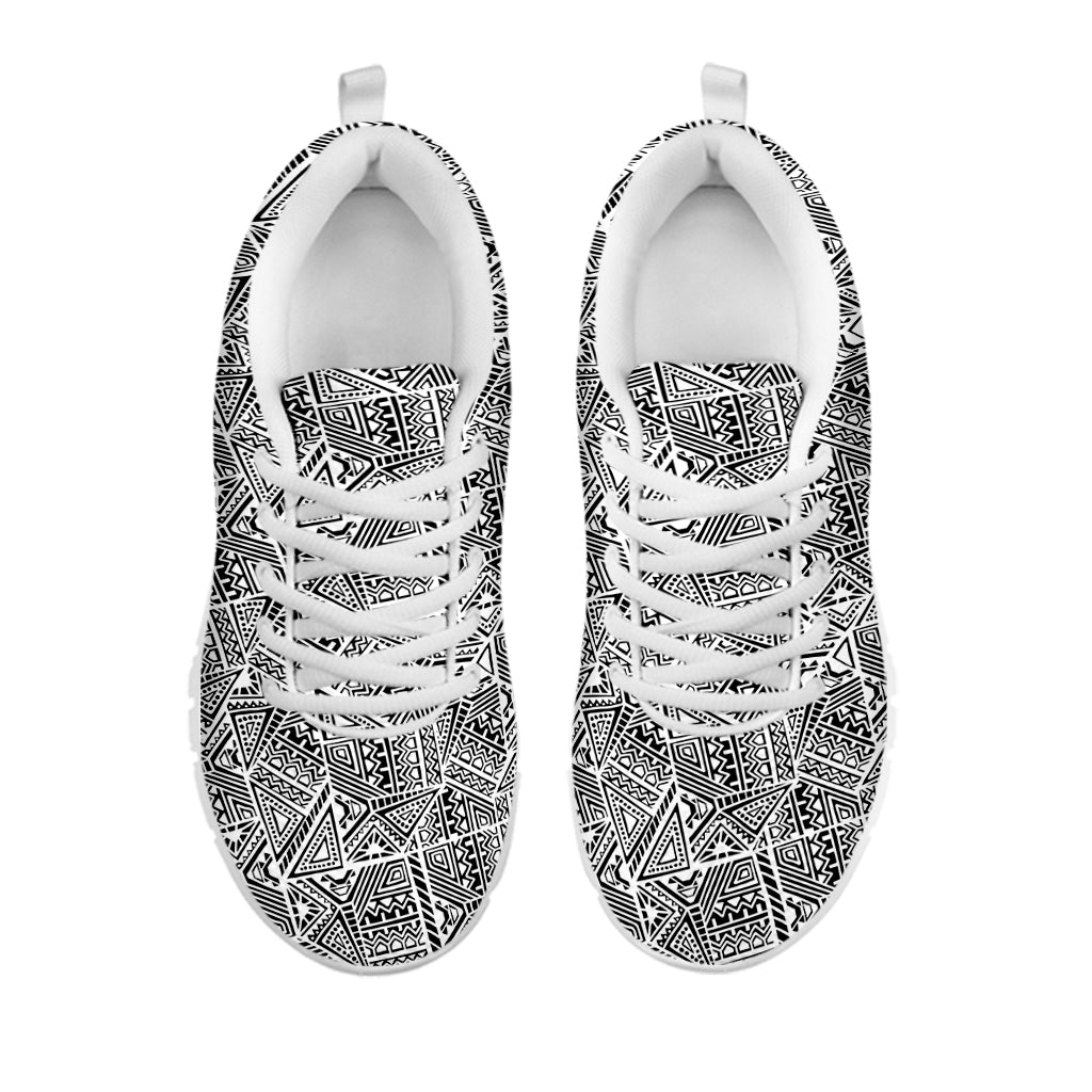 Ancient Aztec Tribal Pattern Print White Sneakers