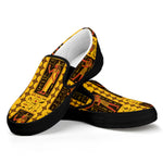 Ancient Egypt Pattern Print Black Slip On Shoes