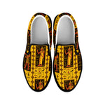 Ancient Egypt Pattern Print Black Slip On Shoes