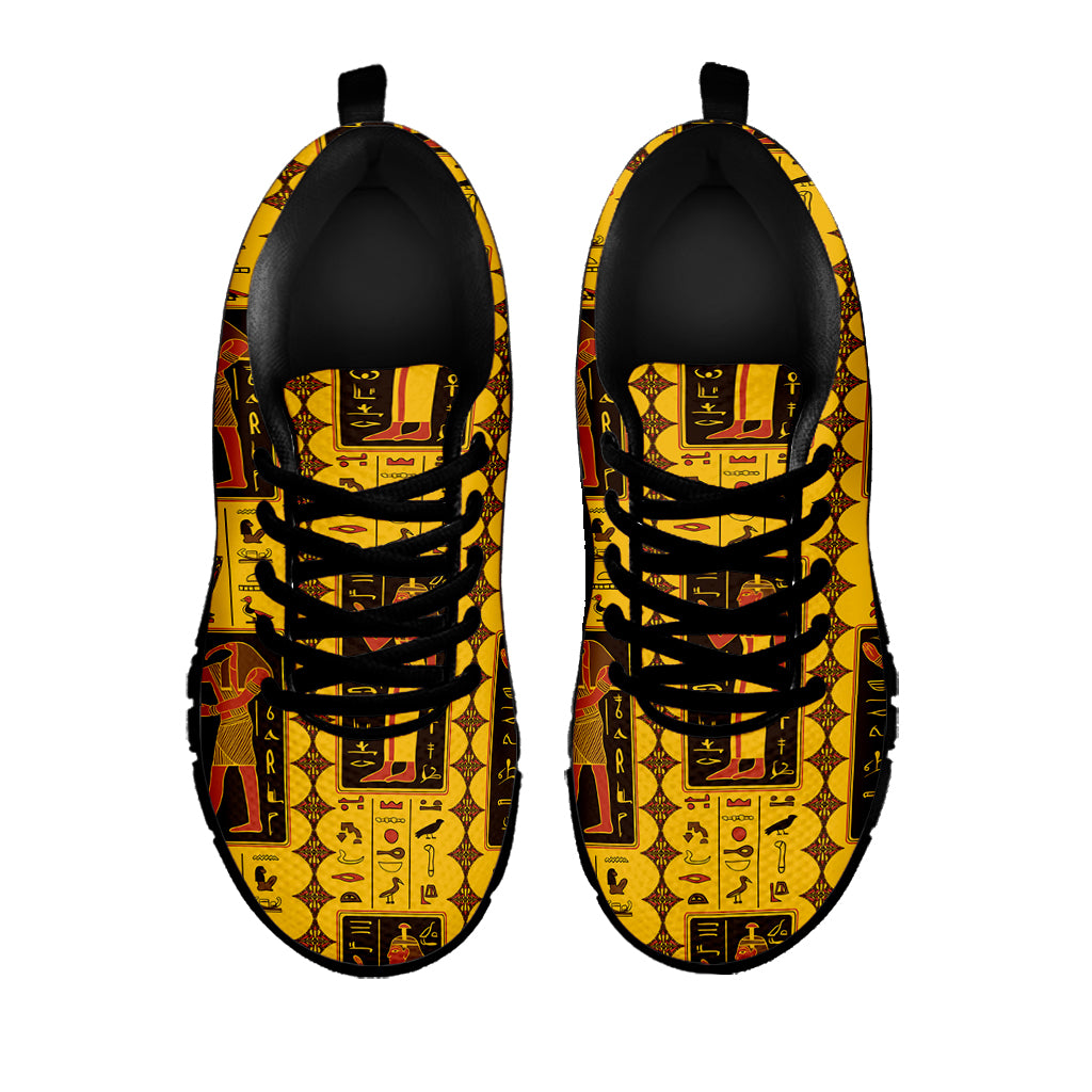 Ancient Egypt Pattern Print Black Sneakers