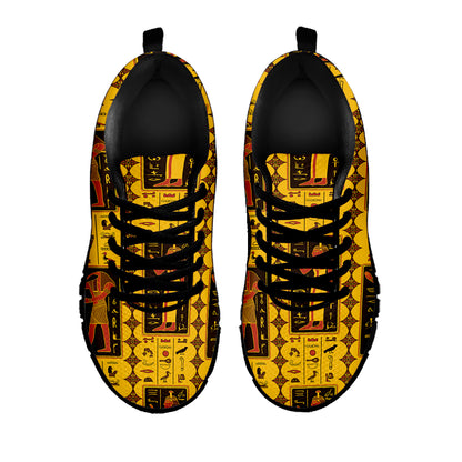 Ancient Egypt Pattern Print Black Sneakers