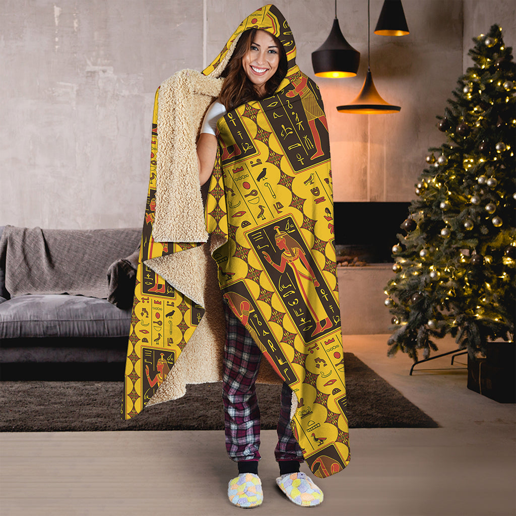 Ancient Egypt Pattern Print Hooded Blanket