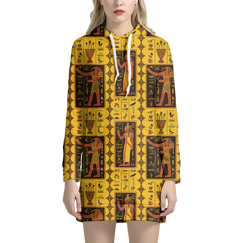 Ancient Egypt Pattern Print Hoodie Dress