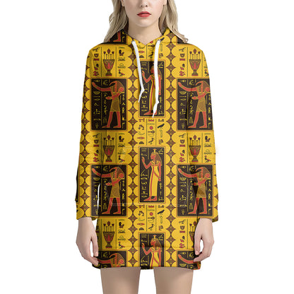 Ancient Egypt Pattern Print Hoodie Dress