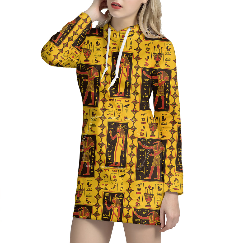 Ancient Egypt Pattern Print Hoodie Dress