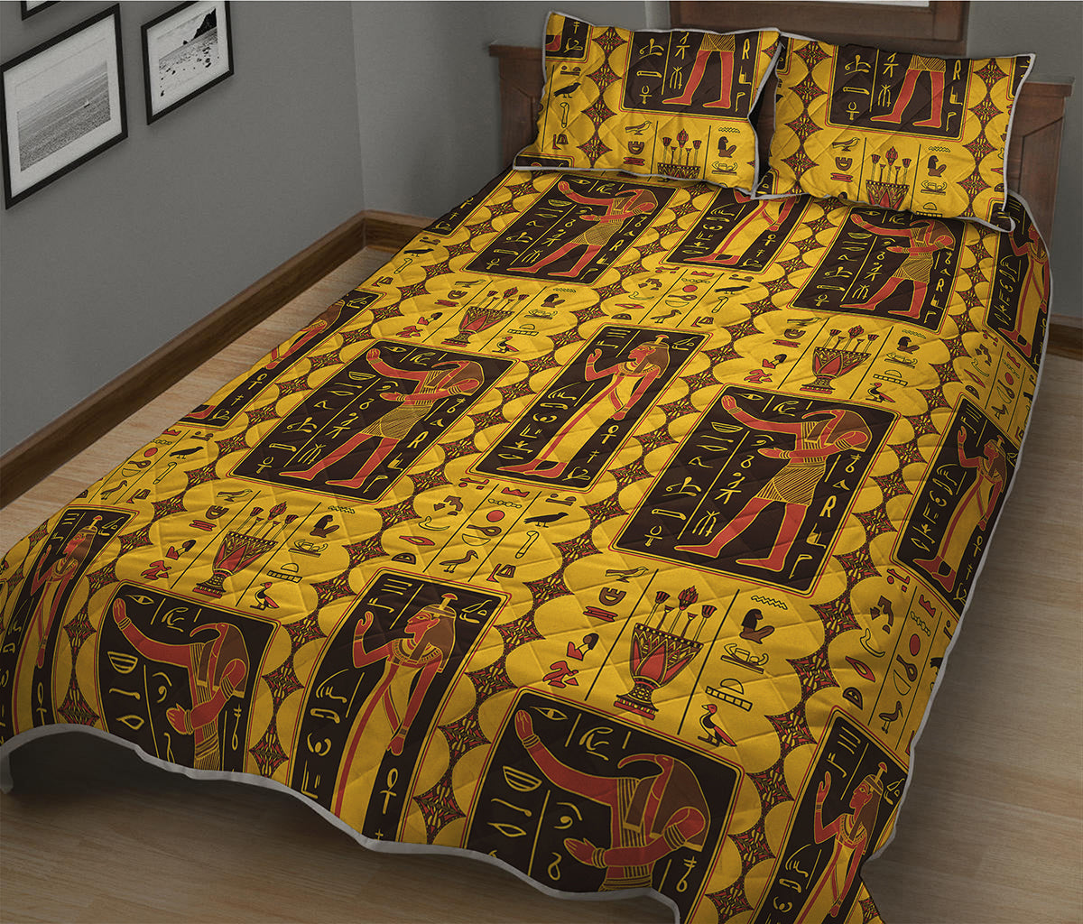 Ancient Egypt Pattern Print Quilt Bed Set