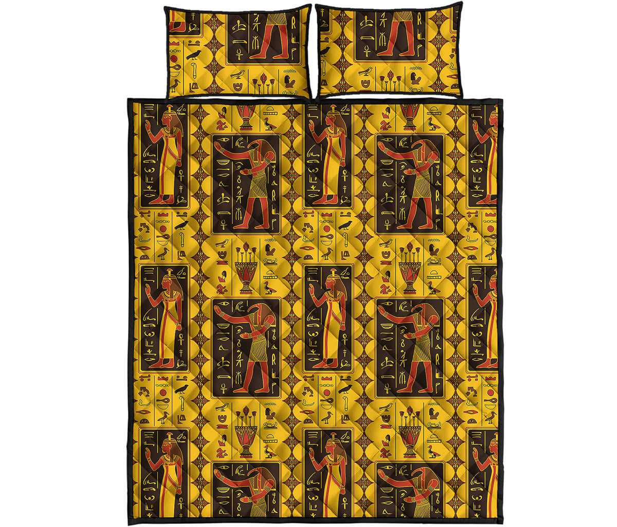 Ancient Egypt Pattern Print Quilt Bed Set