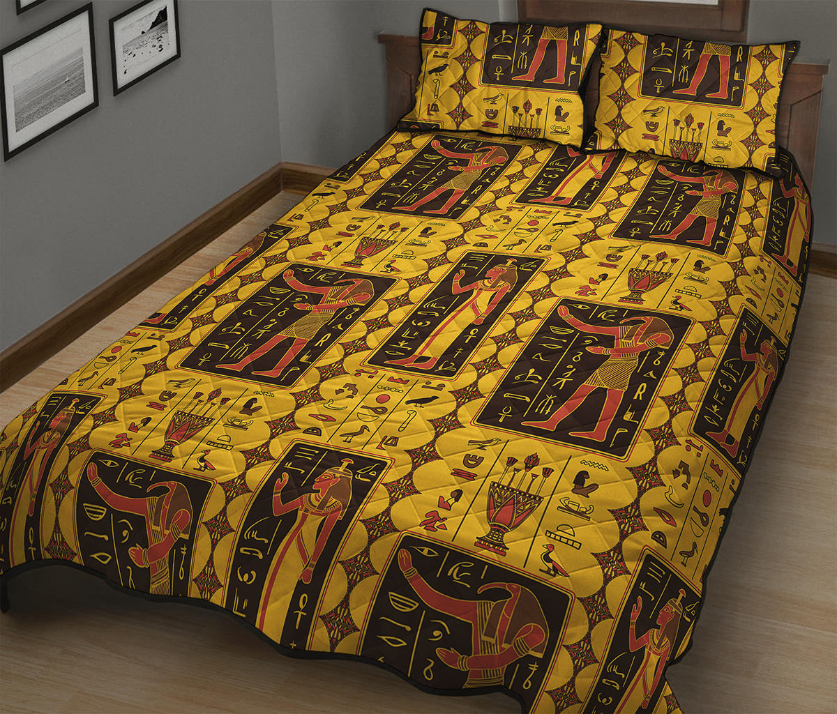Ancient Egypt Pattern Print Quilt Bed Set