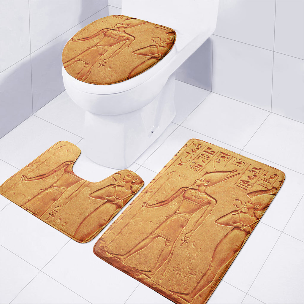Ancient Egyptian Gods Print 3 Piece Bath Mat Set