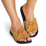 Ancient Egyptian Gods Print Black Slide Sandals