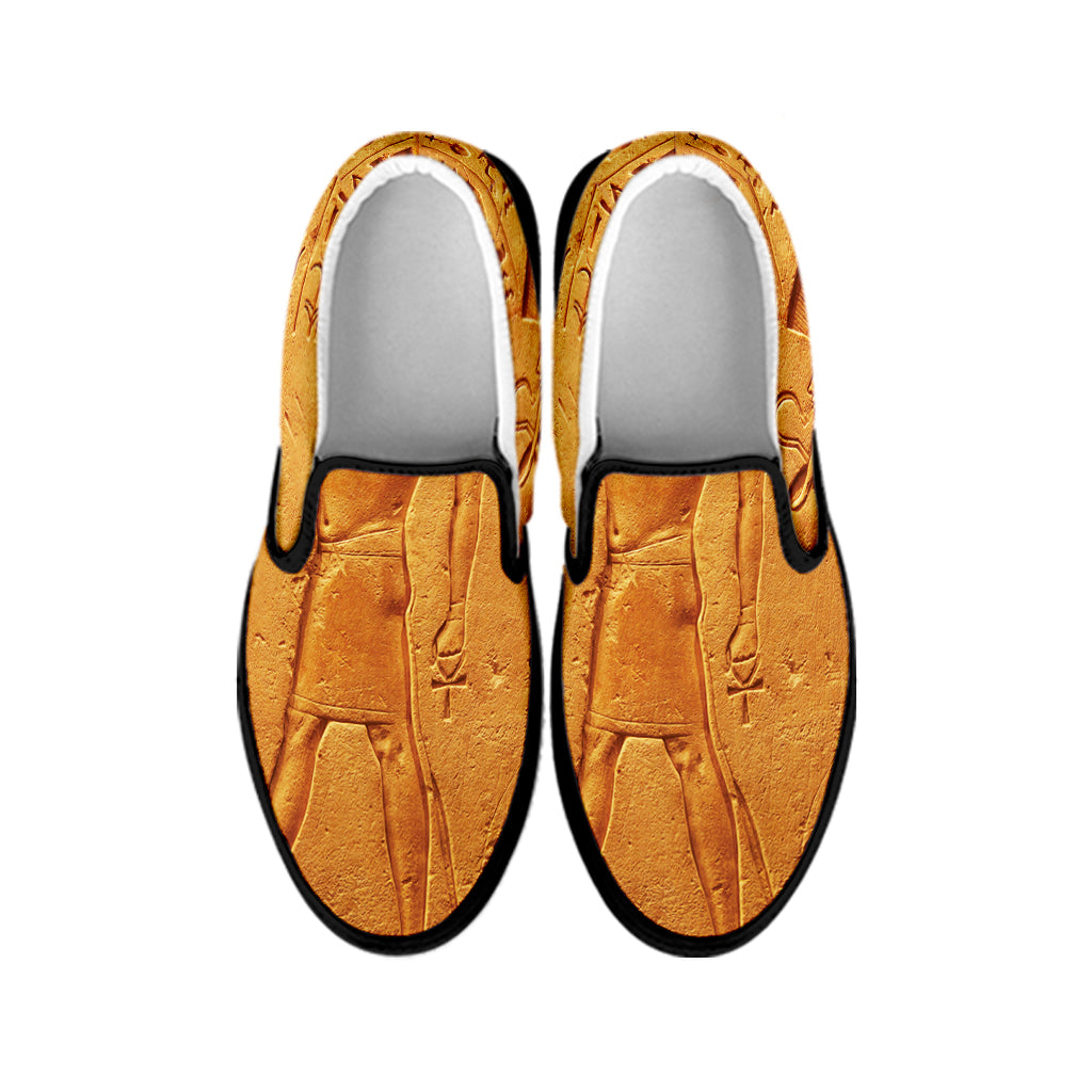 Ancient Egyptian Gods Print Black Slip On Shoes