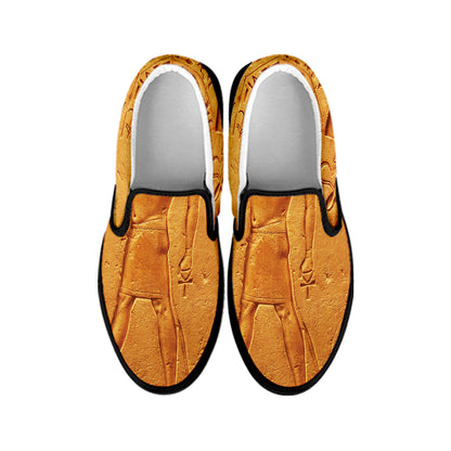 Ancient Egyptian Gods Print Black Slip On Shoes