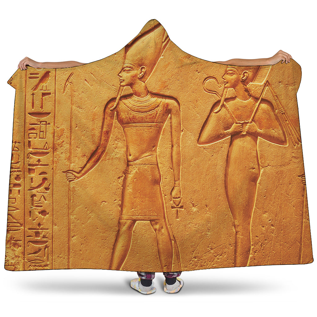 Ancient Egyptian Gods Print Hooded Blanket