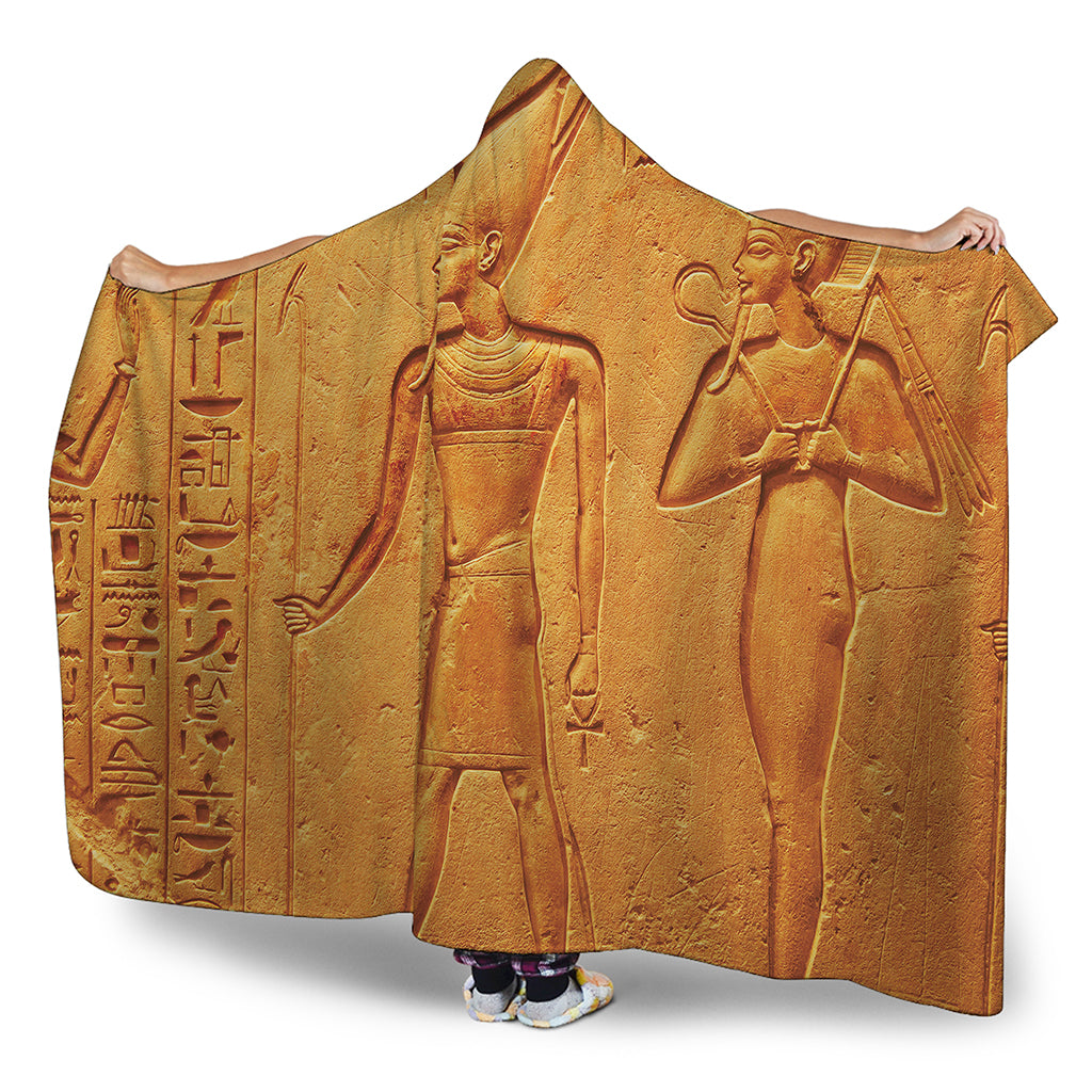 Ancient Egyptian Gods Print Hooded Blanket